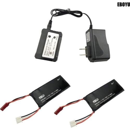 EBOYU 2pcs * 7.4V 610mAh Lipo Battery + 1 to 2 Balance Charger for Hubsan X4 H502S H502E RC Quadcopter Drone