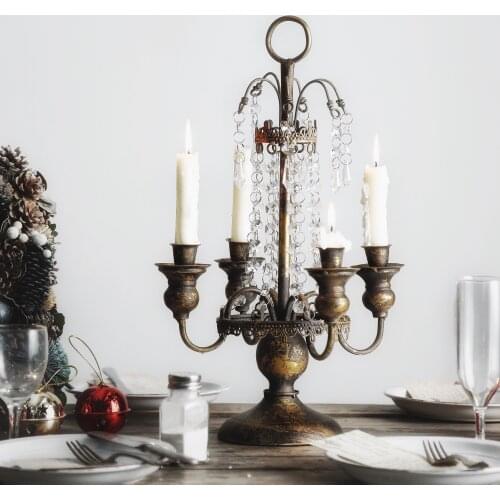 European country retro old candlestick candlelight dinner props home romantic lamp candle holder wedding 4 arms candlestick