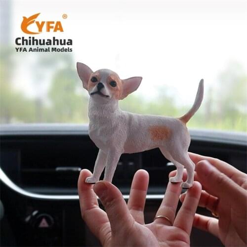 JJM Cute Chihuahua Dog Pet Figure Animal Model Car Decoration Toy Artware PVC Model Educational for Children Adults KidsGift