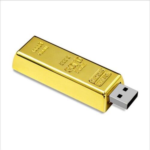 Custom Metal Gold Bar USB 2.0 Memory flash stick Pen drive (Can Custom DIY LOGO)