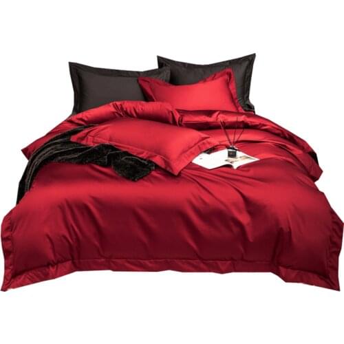 100 Long-Staple Cotton New Wedding Celebration Four-Piece Cotton Bright Red European-Style Simple Cotton Wedding Tie Bedding 4