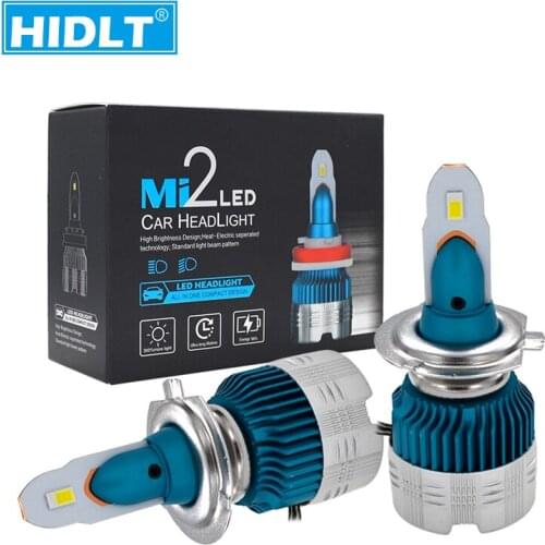 HIDLT 2PCS 50W 6000LM Mi2 LED Car Headlight Bulbs H7 H1 H8 H11 9005 9006 H4 LED Auto Headlamp Light 12V 6500K White Car Lights