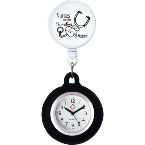 ALK Nurse Pocket Watches Cute High-grade Silicone Medical Watches Round Stationary FOB Clocks Clip-on Doctor Clock Hospital Gift