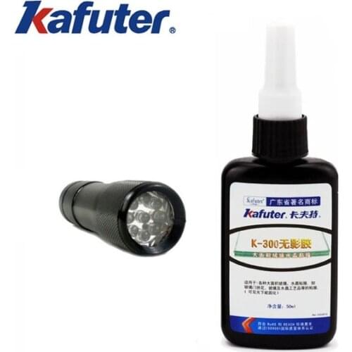 50ml Kafuter UV Glue UV Curing Adhesive K-300 Transparent Crystal and Glass Adhesive with UV Flashlight