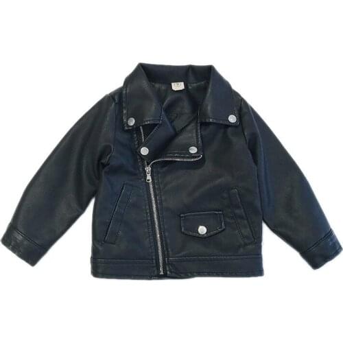 Baby Girl Boy Spring Autumn PU Coat Jacket Kids Fashion Leather Jackets Children Overwear Clothes