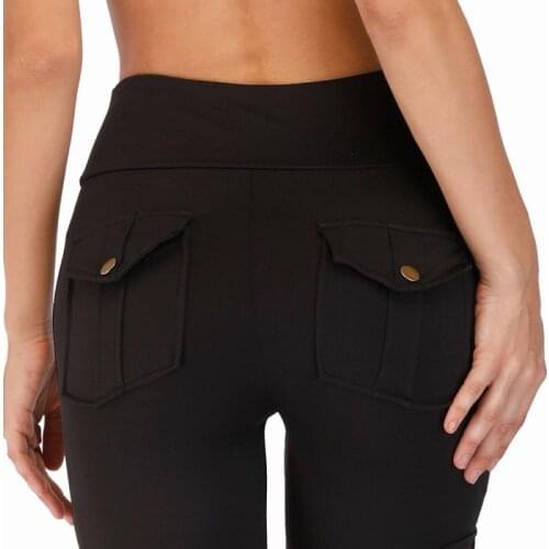 CHRLEISURE Fitness Leggings Women Pocket Solid High Waist Push Up Workout Leggings Women Fitness Four Pockets Legging