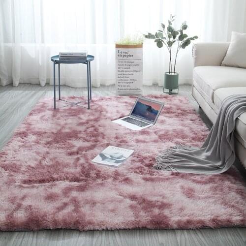 Mottled tie dyed gradient carpet living room long hair washable mat encryption thickening rug soft and comfortable blanket