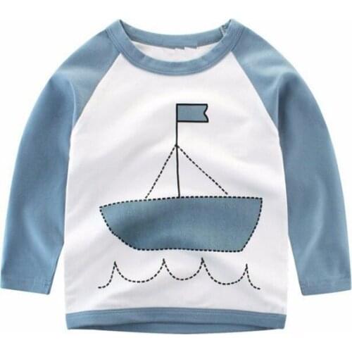 Minion Roupas Infantis Children 100% cotton 2-7year Boys tops and tees long sleeve t shirt kids Clothes boat ship