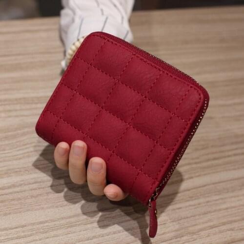 Fashion Women Short Wallet Plaid Purse Card Holder Women Small Wallet Zipper Clutch Coin Purse Female Bag Portefeuille Femme