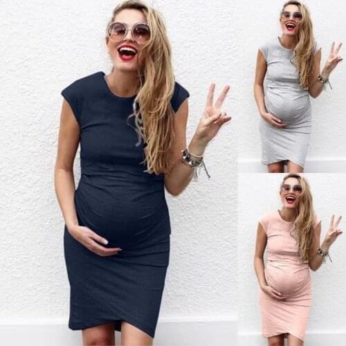 2021 New Maternity Dresses Women Sleeveless Bandage Pregnancy Maternity Dress Plus Size Solid Color Vest Dress Pregnancy Gowns