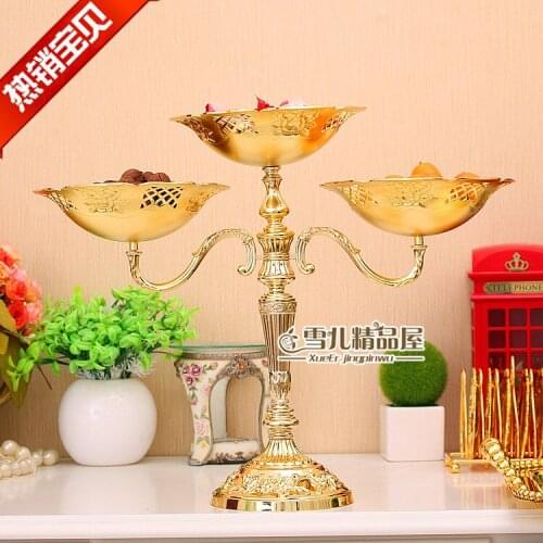 The new European fashion creative golden three feet high luxury hotel KTV wedding essential Home Furnishing compote