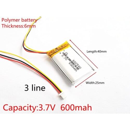 602540 3.7V 600mAh Rechargeable li-Polymer Li-ion Battery For 358 388 portable set-top box DVR MP3 toys