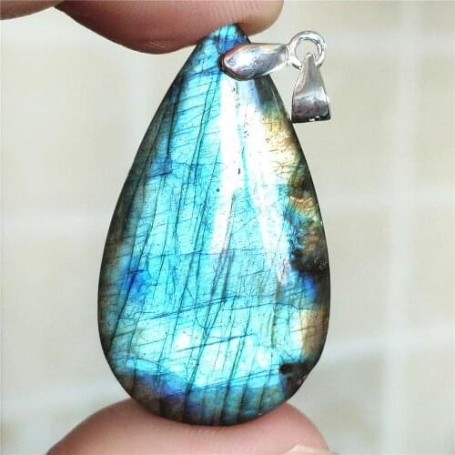 Top Natural Blue Light Labradorite Women Men Pendant 37x21x7mm Water Drop Labradorite Necklace Gemstone Rare Jewelry AAAAA