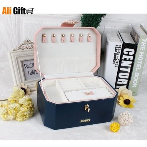 Jewelry Box Jewelry Receiving Box Ring Necklace Ear Nail Box Double Layer Simple Big Princess European Style Korean Woman