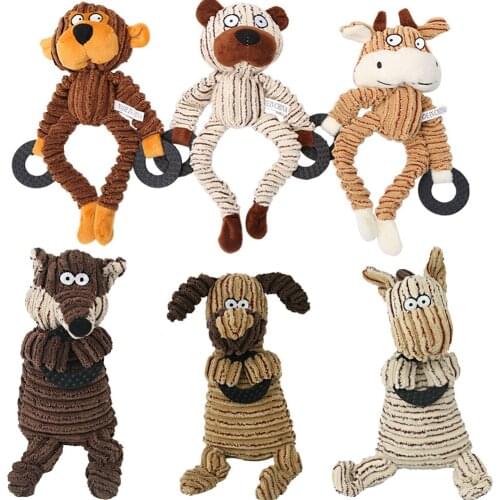Dog Plush Toy Soft Animals Stuff Chew Toys Puppy Plush Sound Sheep Monkey Cow Dumb Toy Pets Dog Cat Clean Tooth Molar Toys