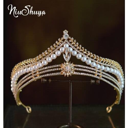 NiuShuya Bridal Tiaras Crowns Women Royal Queen Crystal Jewelry Rhinestone Baroque Pageant Diadem Party Wedding Hair Accessory