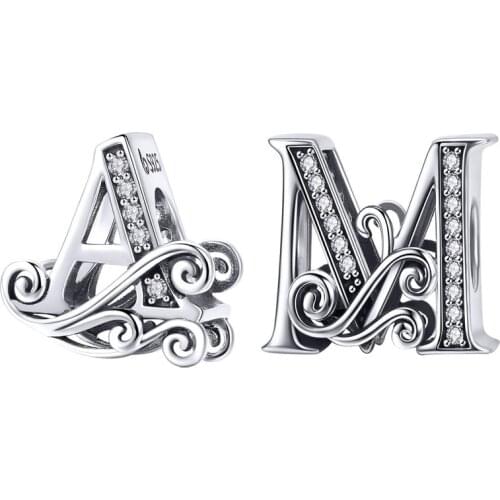 WOSTU Hot Sale Alphabet Letter A & M Alloy Charms For Women Charm Fit Original Bracelet For Women Fashion Jewelry Gift