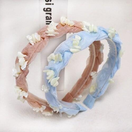 2020 Vintage Lace Shell Jewel Braided Hair Bands For Women Bezel Hoop Hair Clips Girls Hair Accessories opaska do wlosow