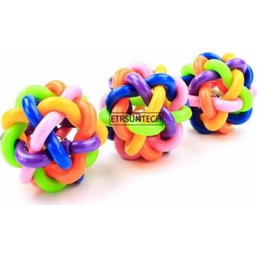 100pcs Dogs Toys Pet Dog Cat Toy Colorful Rubber Round Ball with Small Bell Toy For Dog for Dog Cat Chewing Playing