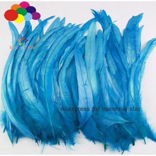 100pcs Rooster Coque Tail Feathers 20-45cm/8-18 inch lake blue carnival headress costume mask cafts Accessories