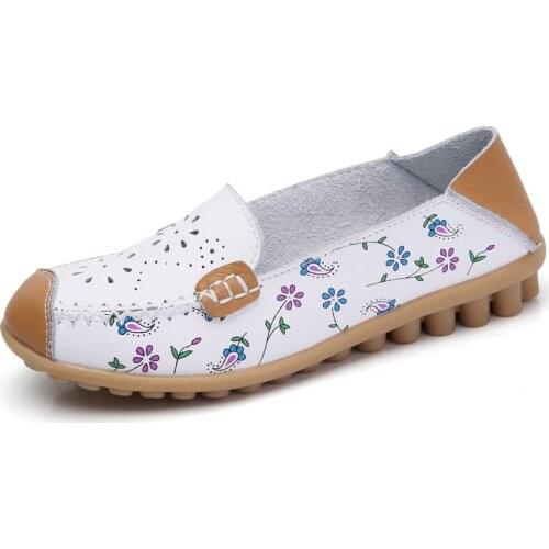 2021 flat-bottom ballet shoes breathable moccasin shoes ladies printing hollow hole shoes casual womens shoes zapatos de mujer