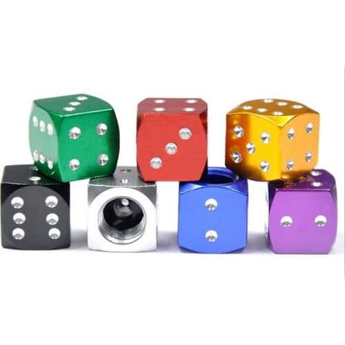 4Pcs Auto Dice Car Aluminum Wheel Stem Tyre Air Valve Cap Dice Tire Tyre Valve Caps Bicycle Valve