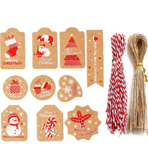 50/100/200Pcs Christmas Gift Paper Tags Handmade Candy Jewelry Gift Wrapping Tags Christmas Decoration Hang Tag Party Suppile