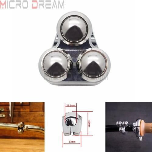 7/8in 22mm Handlebar Motorcycle Switches Scooter Headlight Turn Signals Fog Light ON/OFF Start Switch 3 Button Housing Chrome