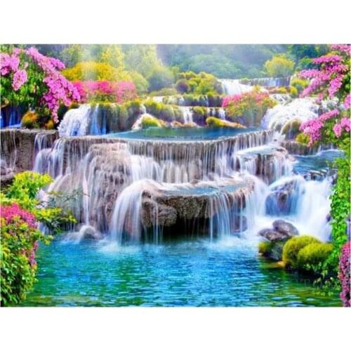5D Diy Diamond Embroidery Waterfall Scenery Full Square/round Diamond Painting Cross Stitch Living Room Home Decoration