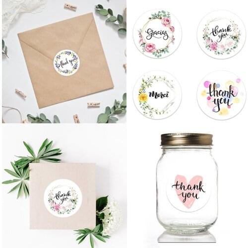 Thank You Stickers Scrapbooking Packaging Seal Labels 4.5cm Stationery Stickers Baking DIY Gift Paries Wedding Event Decorations