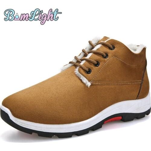 Bomlight Men Boots Winter With Fur 2018 Keep Warm Snow Boots Men Winter Boots Work Shoes Men Footwear Fashion Rubber Ankle Shoes