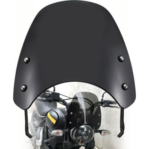 Motorcycle Black/Clear Front Windscreen Windshield Fly Screen Shield Wind Deflector With Bracket For Ducati Scrambler 2015-2019