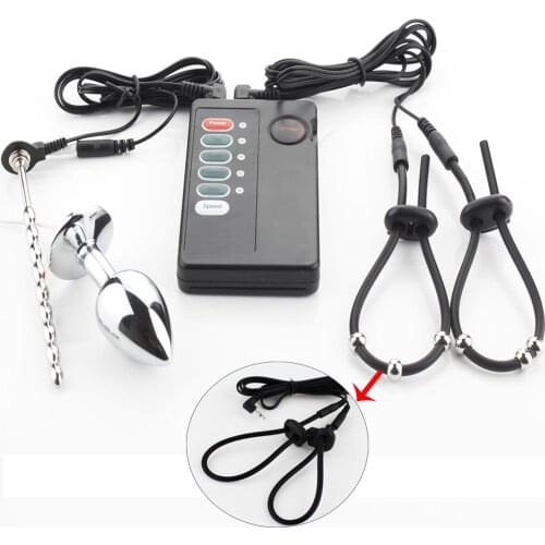 Electro Shock Penis Ring Urethral Plug Electric Stimulator Prostate Massage Anal Plug Medical Themed Sex Toy For Men Masturbator