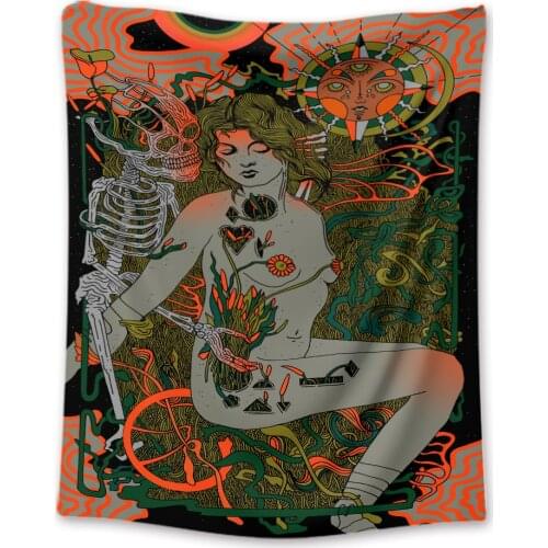 Mandala sun tapestry bohemian skull wall hanging blanket flower women wall fabric drop shipping wall cloth