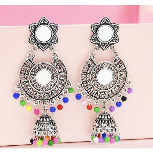 Indian Earrings Jhumka Oxidized Gold Egypt Bells Drop Big Oorbellen Afghan Ethnic Turkish Jewelry Wedding Earring For Bride