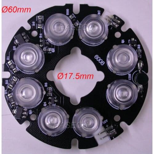 Infrared 8x SMT flat type IR LED board module for CCTV camera night vision (diameter 60mm /17.5mm) 80 degree emitting angle ONLY