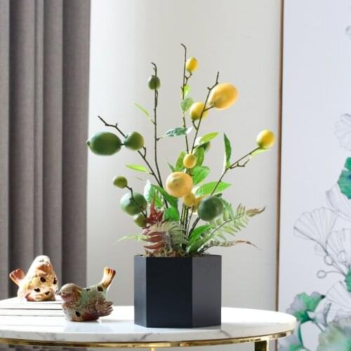 Artificial Tree Branch Lemon Fruit Branch Indoor Simulation Floral Living Room Decoration Artificial Plants Home Decor Kitchen