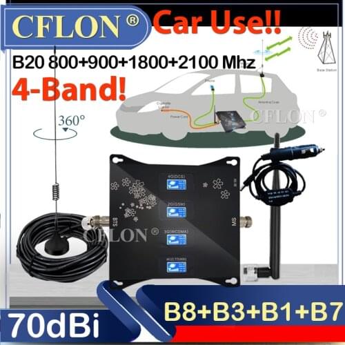 Car Use!! B20 800 900 1800 2100Mhz Multi-Band 4G Cellular Amplifier GSM 2G3G4G Signal Repeater GSM Mobile Signal Booster In Car