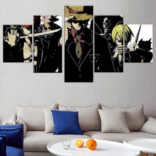 Canvas Painting Poster Wall Art Photo Framework 5 Pieces One Piece Characters Modular Pictures For Living Kids Room Decorative