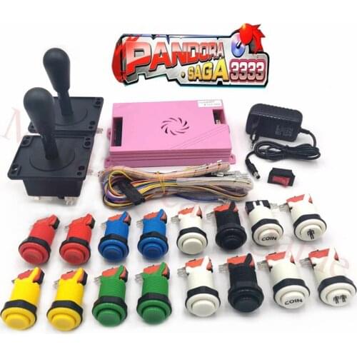 Pandora Saga DIY 3333 in 1 video game console Kit with American happ Style joystick and Push Button for arcade game cabinet