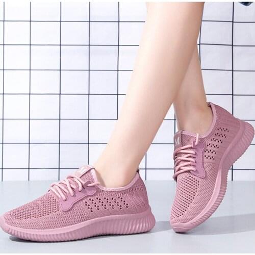 Summer Sneakers For Women Mesh 2021 Lace Up Breathable Fashion Ladies Vulcanized Shoes Comfortable Solid Woman Running Shoes