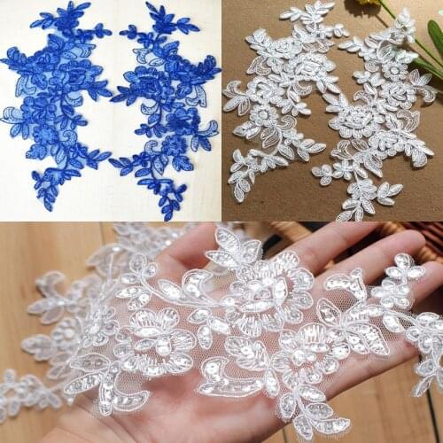 Red/Black/White/White silver Ganza Emboridered Corded Wedding Large Lace Applique for Bridal Dress Lace Applique