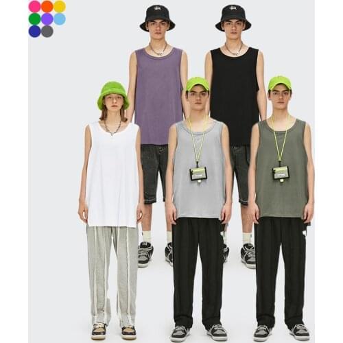 INFLATION Solid Color Cotton Tank Tops For Men Women Summer Multicolor Oversized Sleeveless T-shirts Men Gym Undershirts