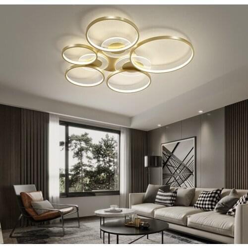 Remote Dimming Modern Led Chandelier Light Aluminium 90-265V Suspension Lamp for Dinning Room Ring Circle Pendant hanging