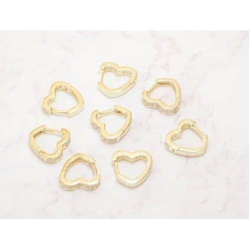 Mini small huggie hoops 5A cubic zirconia 925 sterling silver cute lovely mini heart hoop earring
