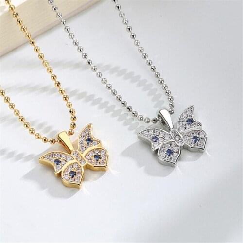 Fashion Style New Butterfly Necklace Womens Crystal Gold And Silver Color Clavicle Chain Necklace Trend Fine Jewelry