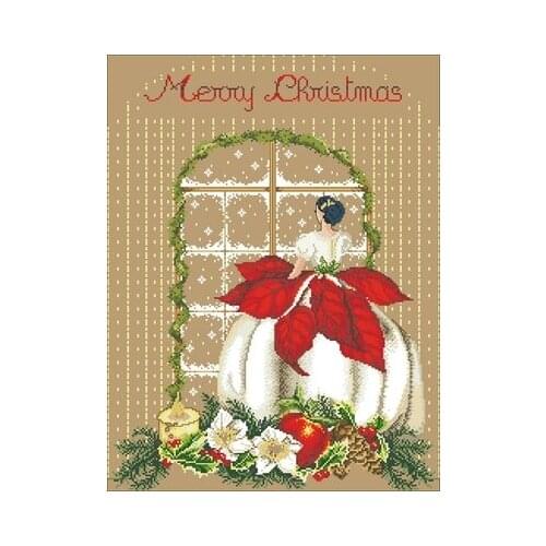 25-JCD-christmas flower6 Counted Cross Stitch 11CT 14CT 18CT DIY Cross Stitch Kits Embroidery Needlework Sets