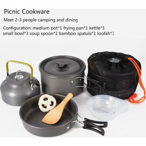 Outdoor set 3 ~ 4 people camping portable kettle set mountaineering wild cannou driving picnic burning non-sticky pot