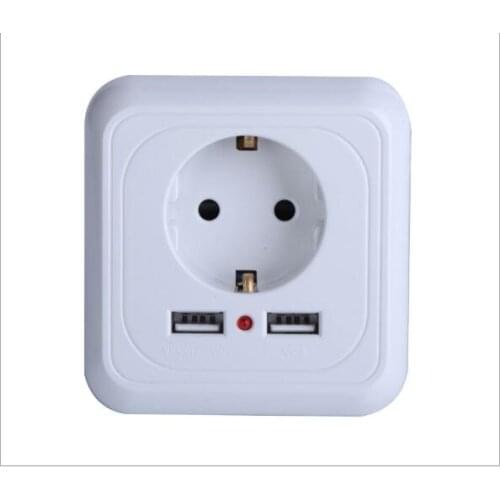 New 10 pieces Wall Power Socket 250 V 16A EU Standard Outlet With 2.4 A Dual USB Charger Port for Mobile