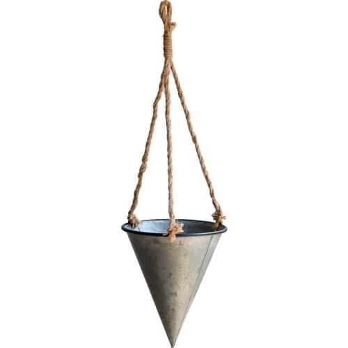 Galvanized zinc rope hanging planter